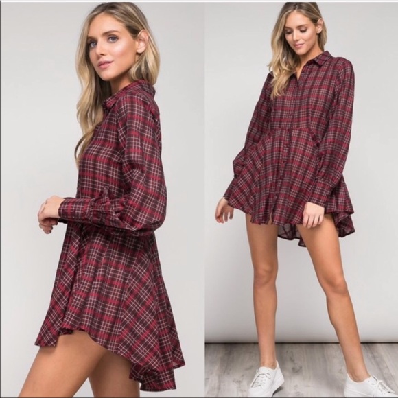 Tops - 💥SALE💥Last1️⃣! Red Plaid Button Tunic